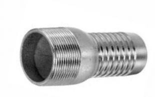 1" King Nipple Male Thread X Male Barb - Plated Steel