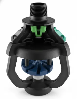 i-Wob2 UP3: Low-angle 9-groove (blue deflector), 3/4" M NPT (Choose Size)