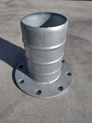 4" Flange to 4" Barb Galvanized 