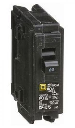 Miniature Circuit Breaker, HOM Series, 20A, 1 Pole, 120/240V AC