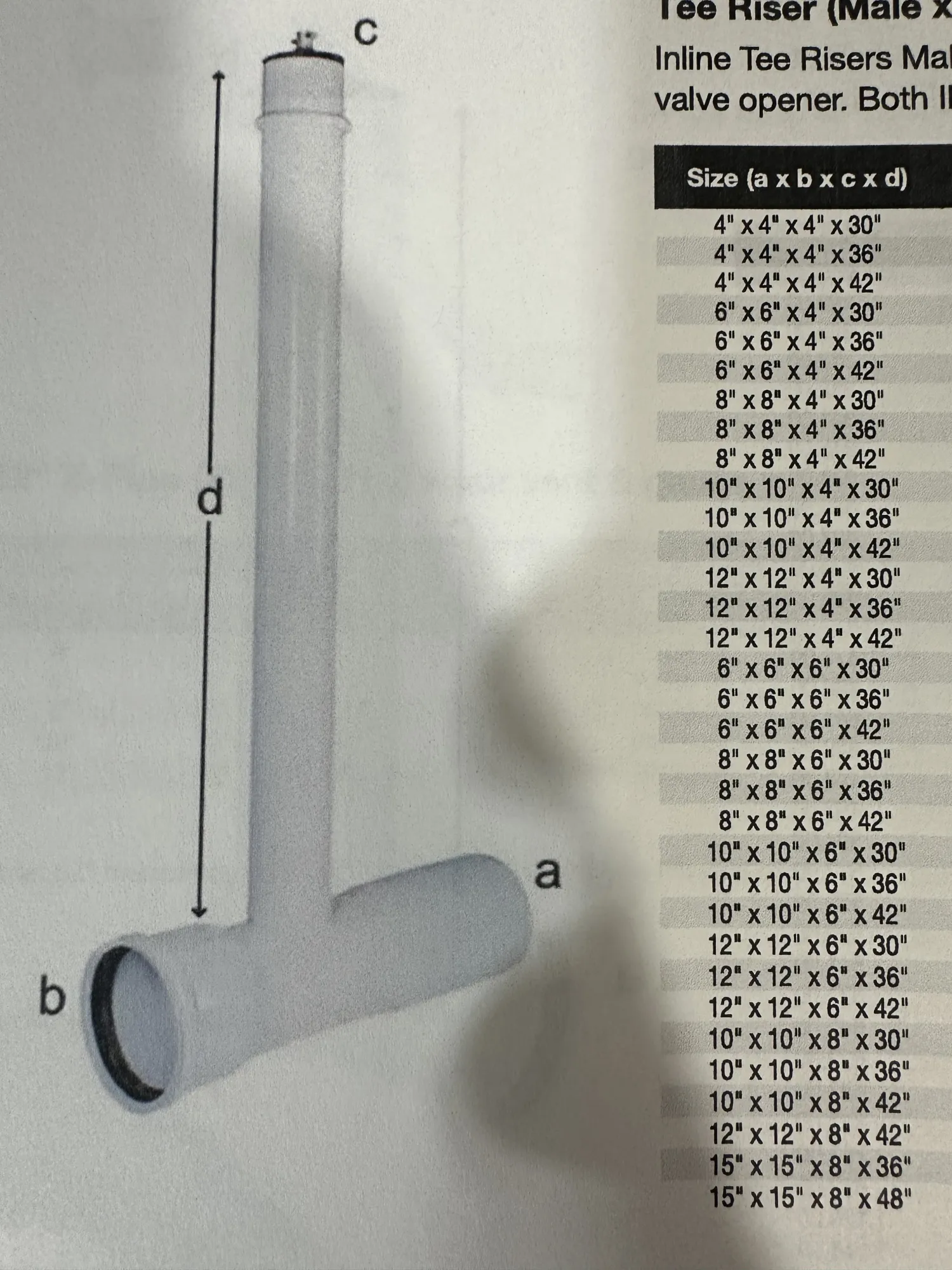 Epoxy Tee Riser (Male x Female) PIP 6x6x4